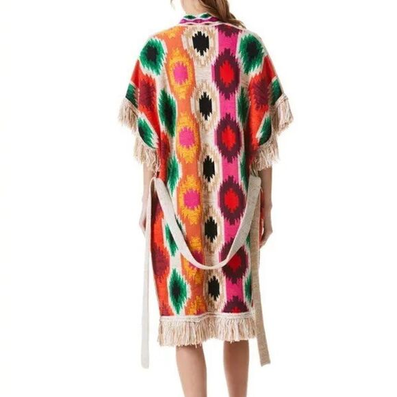 EUC Alice + Olivia Reva + Maibella Fringe Multicolor Shell + Cardigan Set M/L - Picture 14 of 14